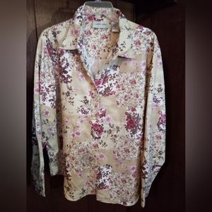 Lemon Grass Floral XL button down blouse shirt